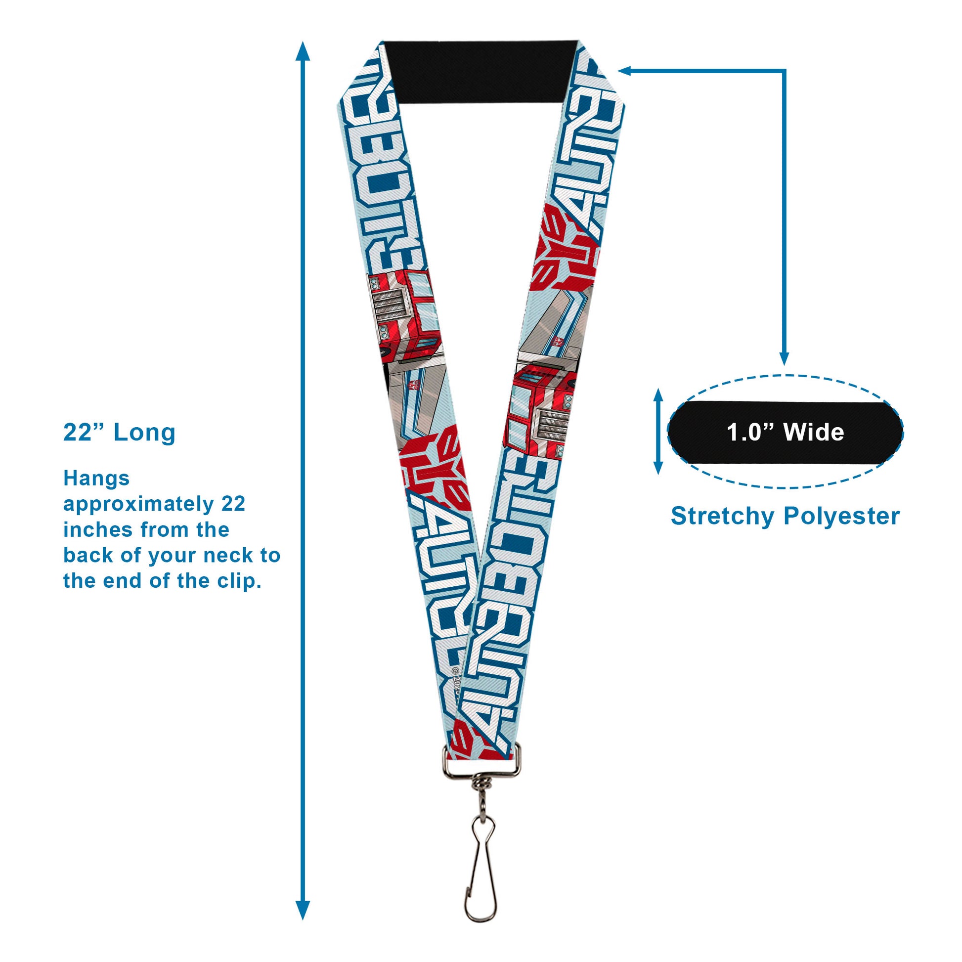 Lanyard - 1.0" - Transformers AUTOBOTS Optimus Prime Semi Truck Collage Light Blue Lanyards Transformers