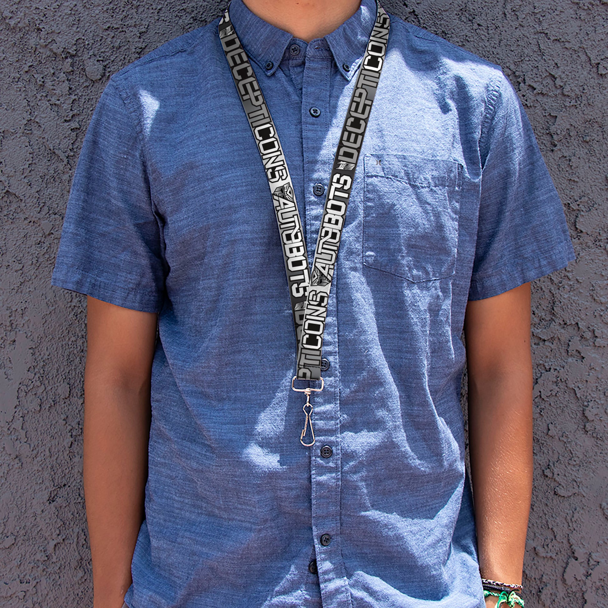 Lanyard - 1.0" - Transformers AUTOBOTS DECEPTICONS Shield and Text Grays/Black/White Lanyards Transformers