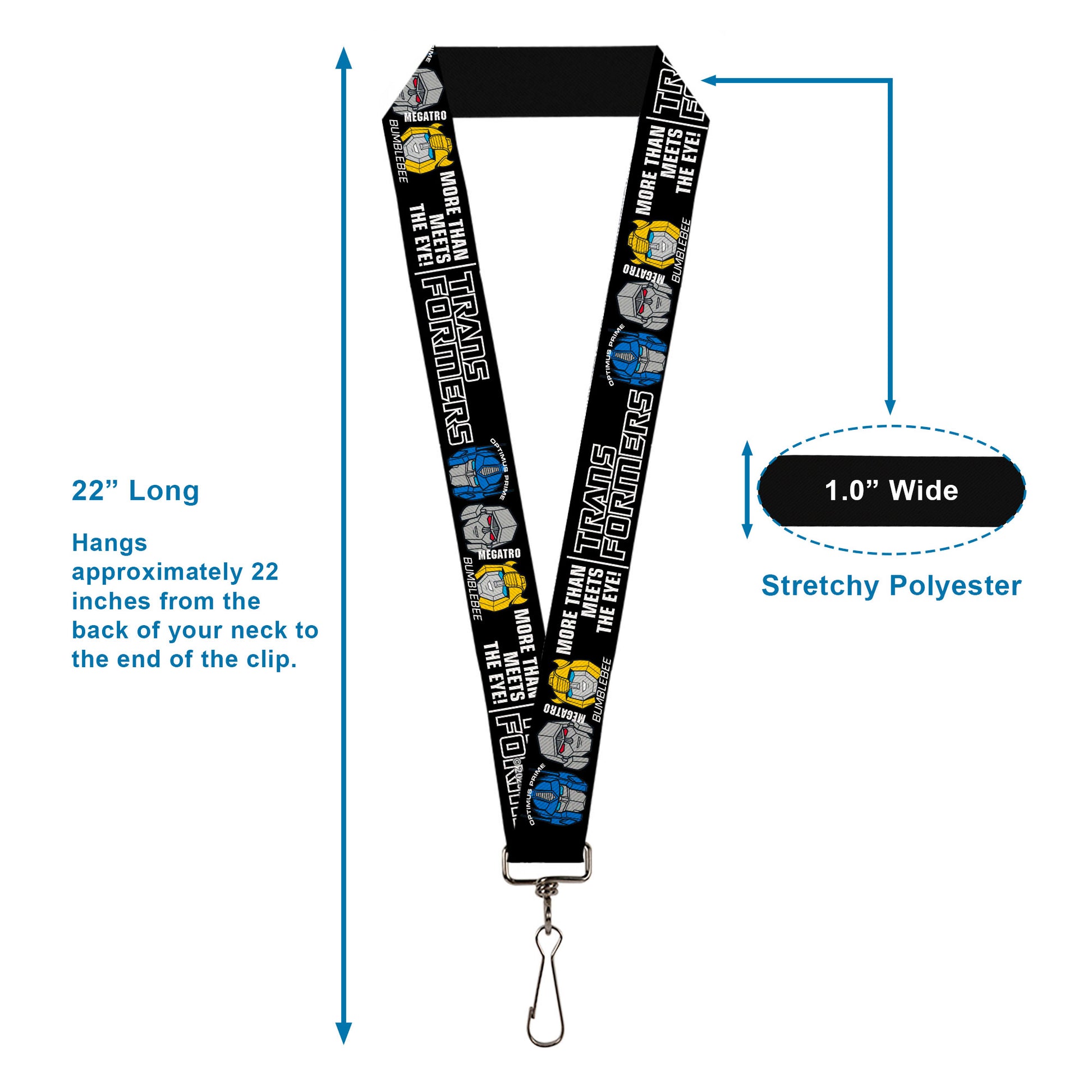 Lanyard - 1.0" - TRANSFORMERS MORE THAN MEETS THE EYE Character Trio Black/White Lanyards Transformers
