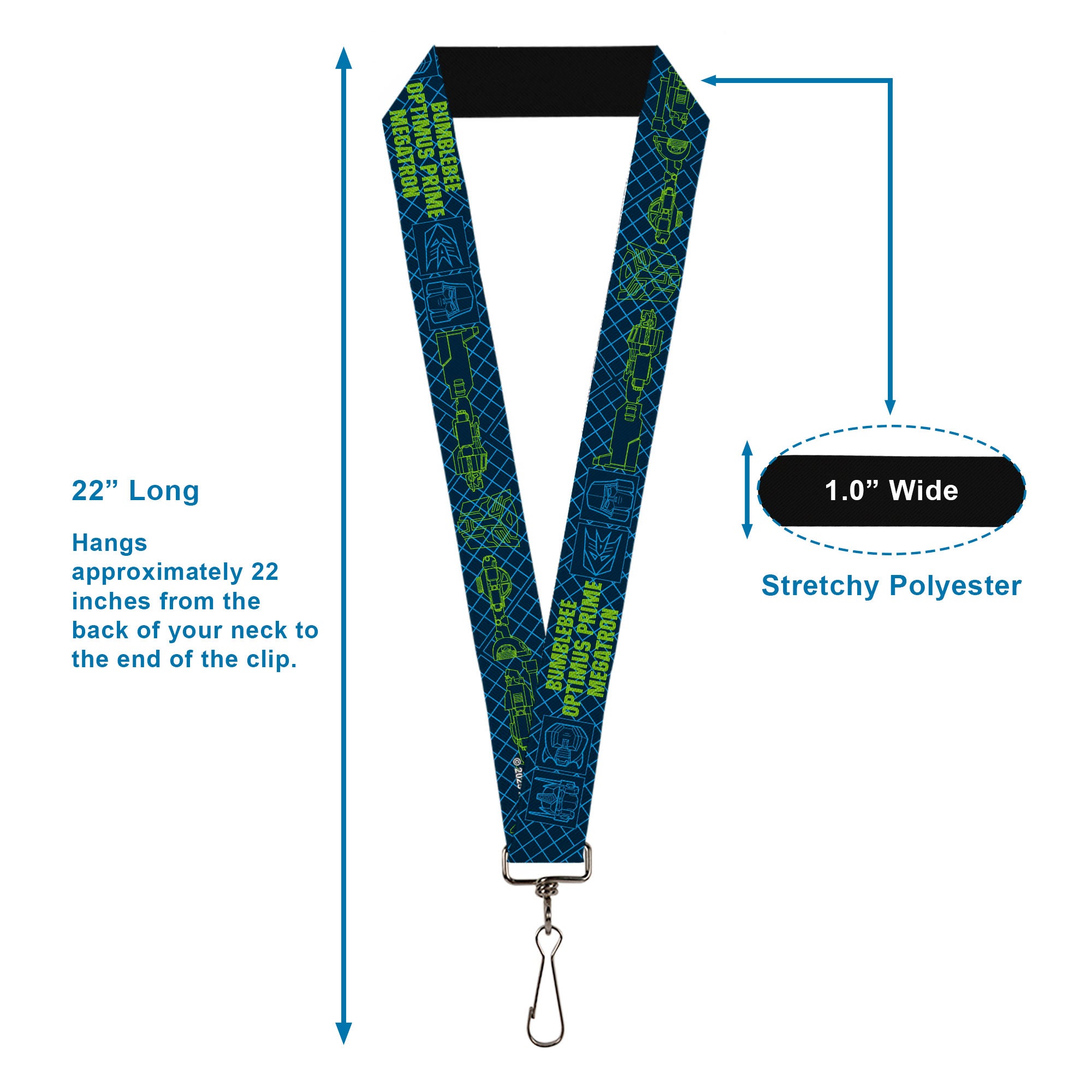 Lanyard - 1.0" - Transformers Character Trio Text and Faces Blues/Yellows Lanyards Transformers