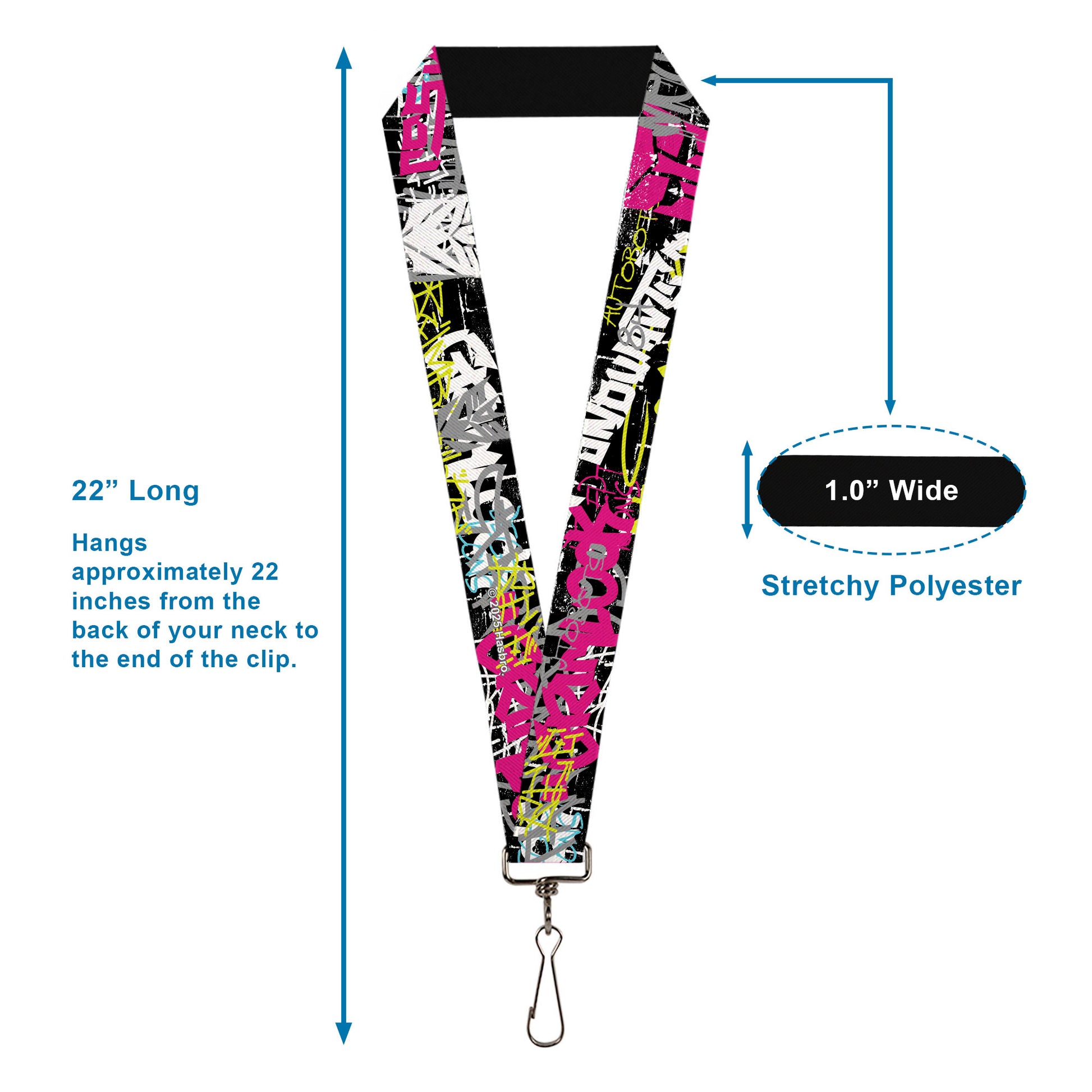 Lanyard - 1.0" - Transformers Icons and Names Graffiti Collage Black/Multi Color Lanyards Transformers