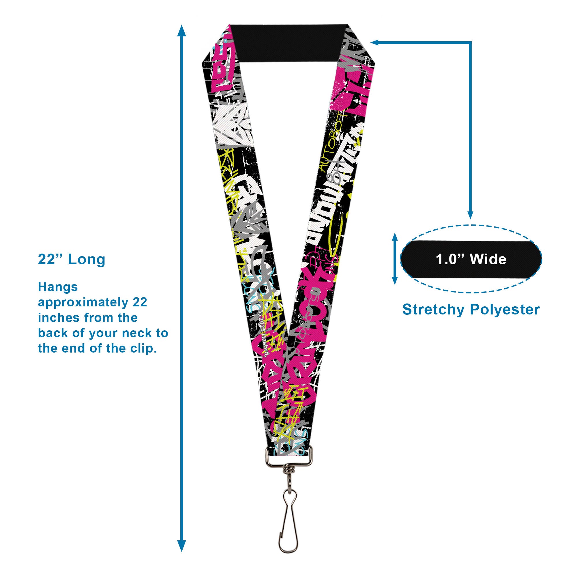 Lanyard - 1.0" - Transformers Icons and Names Graffiti Collage Black/Multi Color Lanyards Transformers