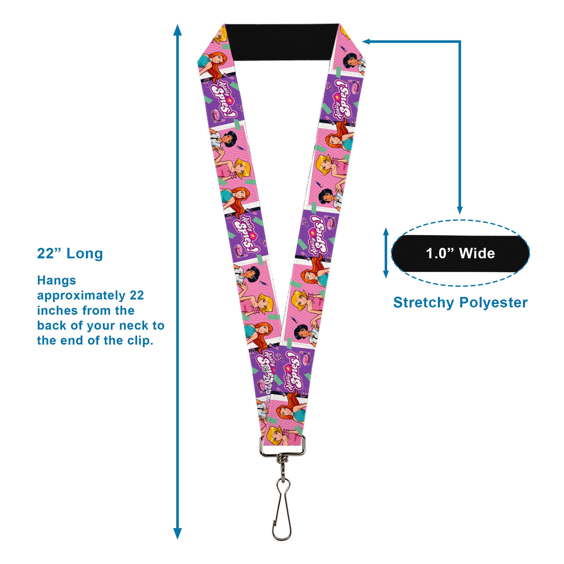 Lanyard - 1.0" - TOTALLY SPIES! Girls Group Pose and Title Logo Blue/Pink Lanyards Totally Spies!