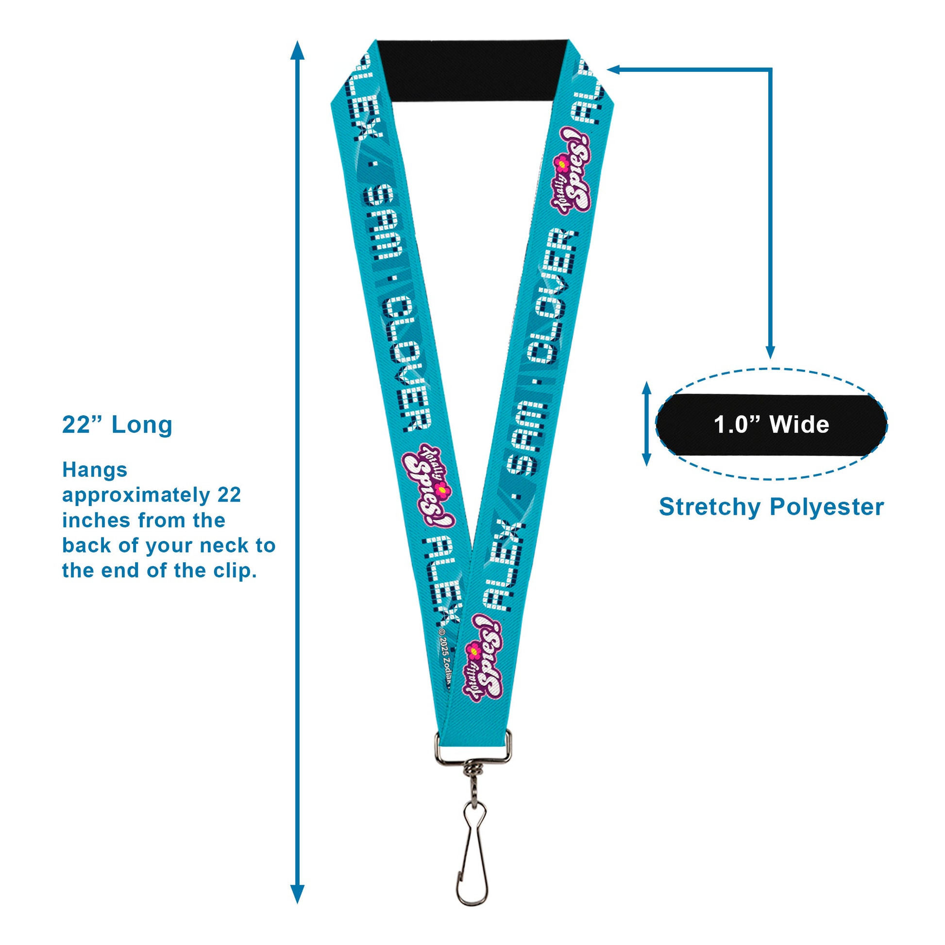 Lanyard - 1.0" - TOTALLY SPIES! ALEX SAM CLOVER Text and Title Logo Blues/White Lanyards Totally Spies!