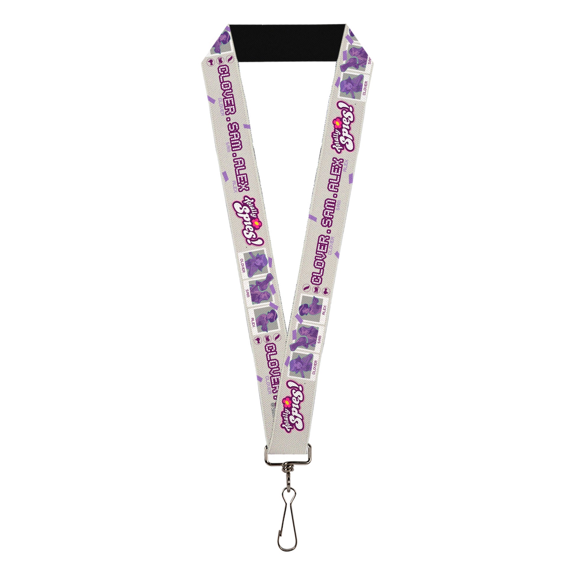 Lanyard - 1.0" - TOTALLY SPIES CLOVER SAM ALEX Pose Blocks and Text White/Purple/Blue Lanyards Totally Spies!