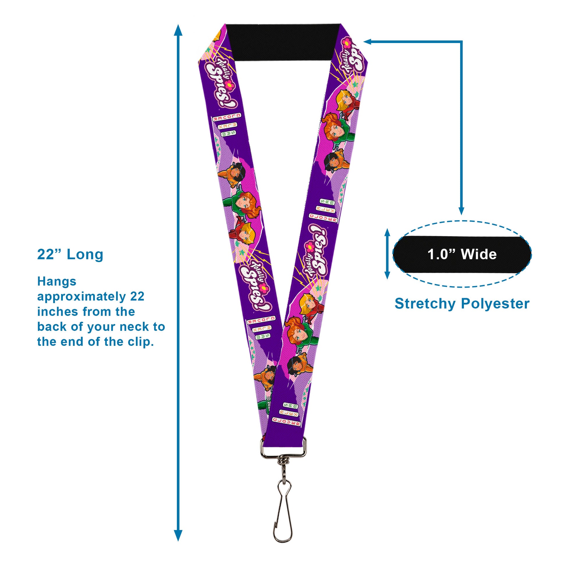 Lanyard - 1.0" - TOTALLY SPIES Group Action Pose and Title Logo Blue/Multi Color Lanyards Totally Spies!