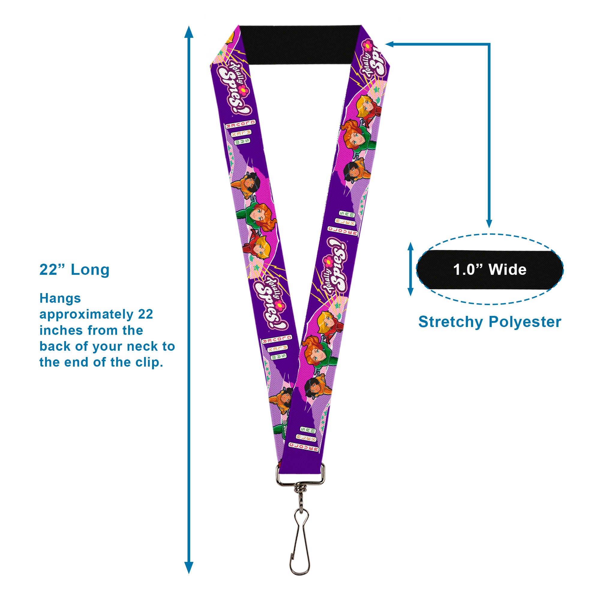 Lanyard - 1.0" - TOTALLY SPIES Group Action Pose and Title Logo Blue/Multi Color Lanyards Totally Spies!