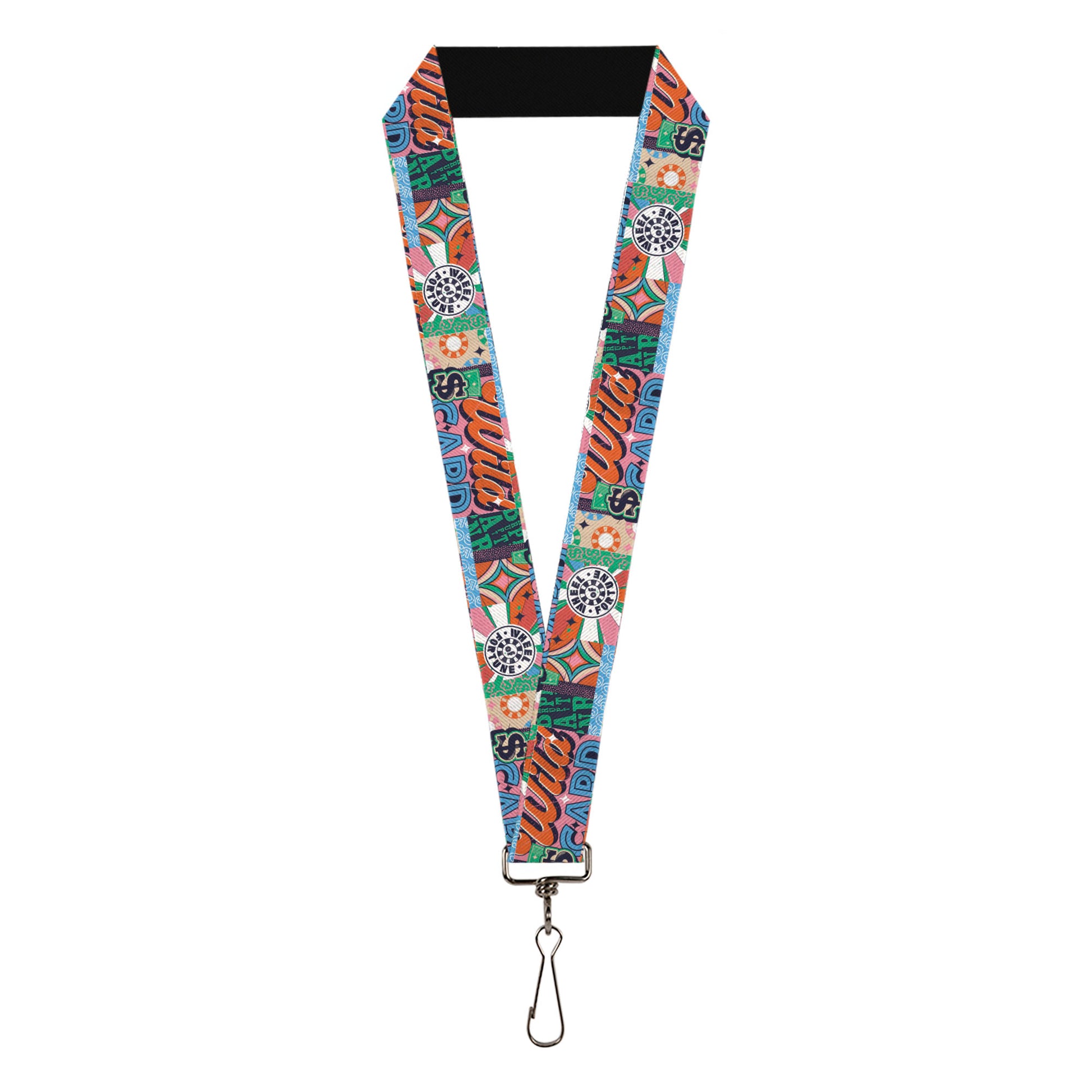 Lanyard - 1.0" - WHEEL OF FORTUNE Logo and WILD CARD Collage Multi Color Lanyards Wheel of Fortune