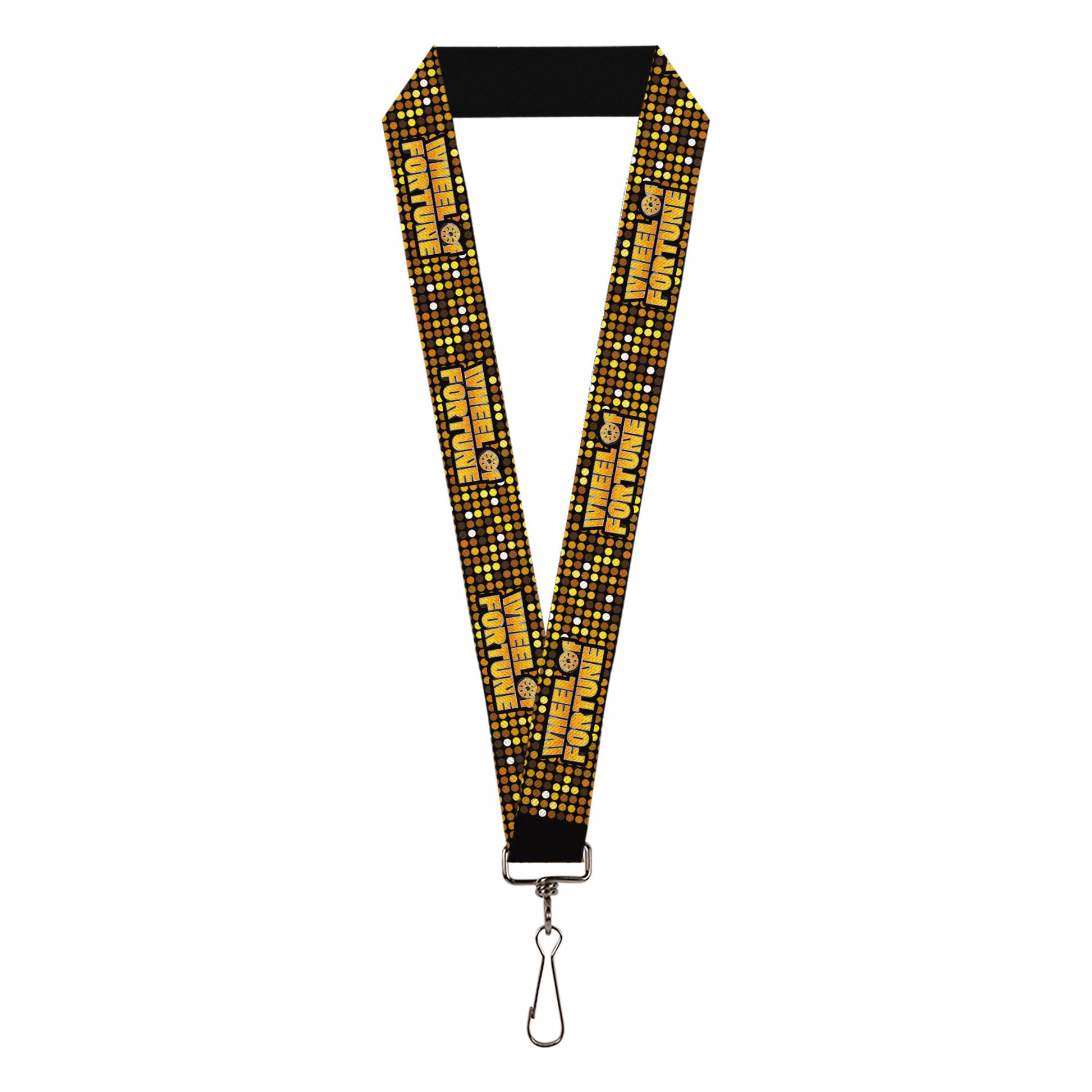 Lanyard - 1.0" - WHEEL OF FORTUNE Title Logo Sequin Dots Black/Oranges/Yellow Lanyards Wheel of Fortune