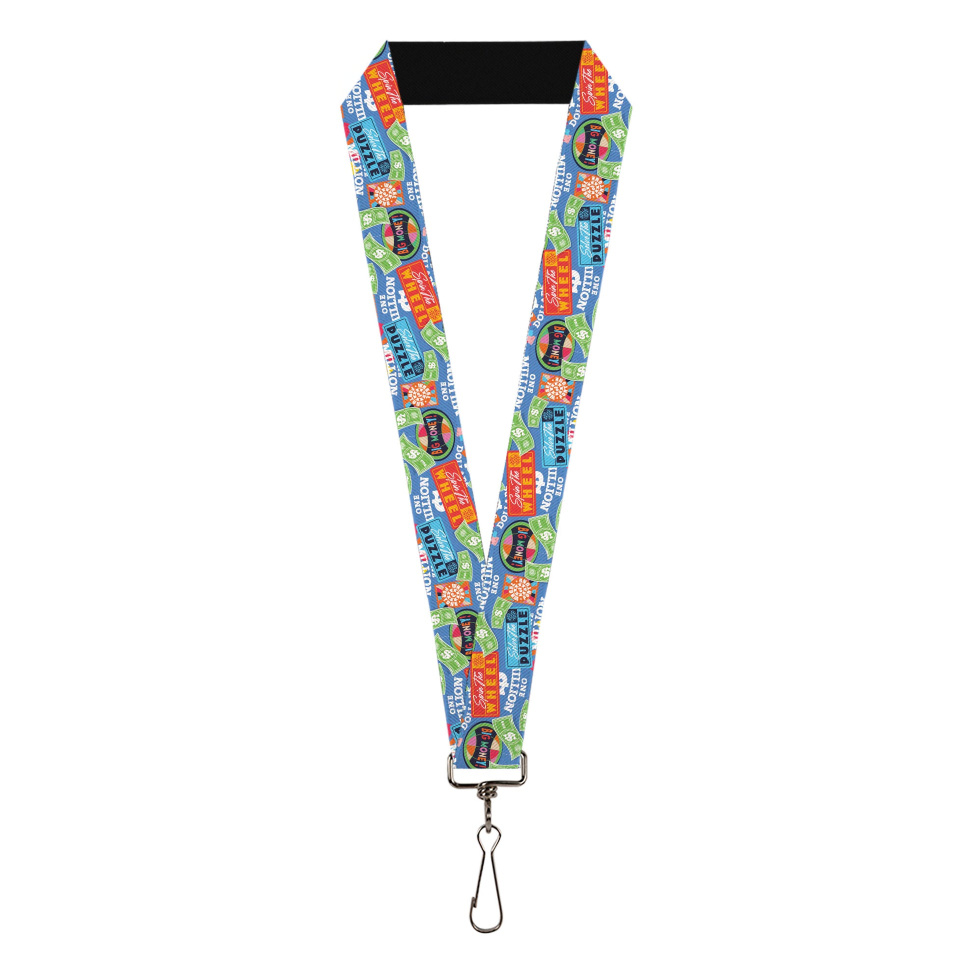 Lanyard - 1.0" - Wheel of Fortune Quotes and Prizes Collage Blue/Multi Color Lanyards Wheel of Fortune