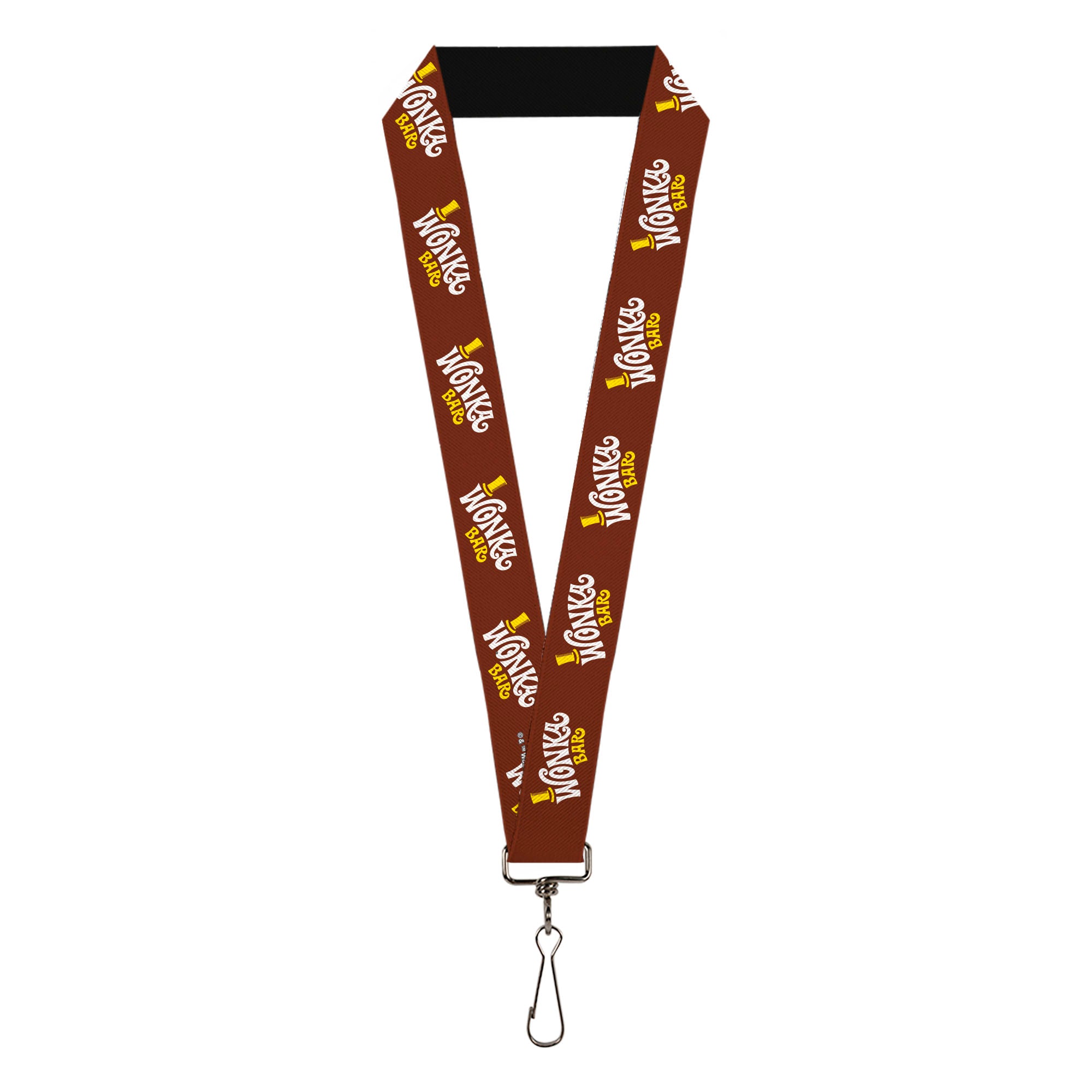 Lanyard - 1.0" - Willy Wonka and the Chocolate Factory WONKA BAR Logo Brown/Yellow/White Lanyards Willy Wonka and the Chocolate Factory