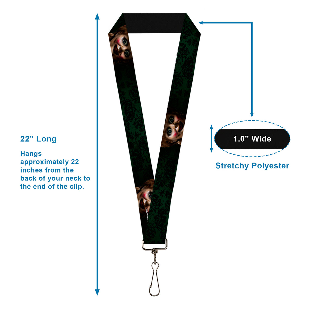 Lanyard - 1.0" - Annabelle Smiling Face Close-Up Black Lanyards Warner Bros. Horror Movies