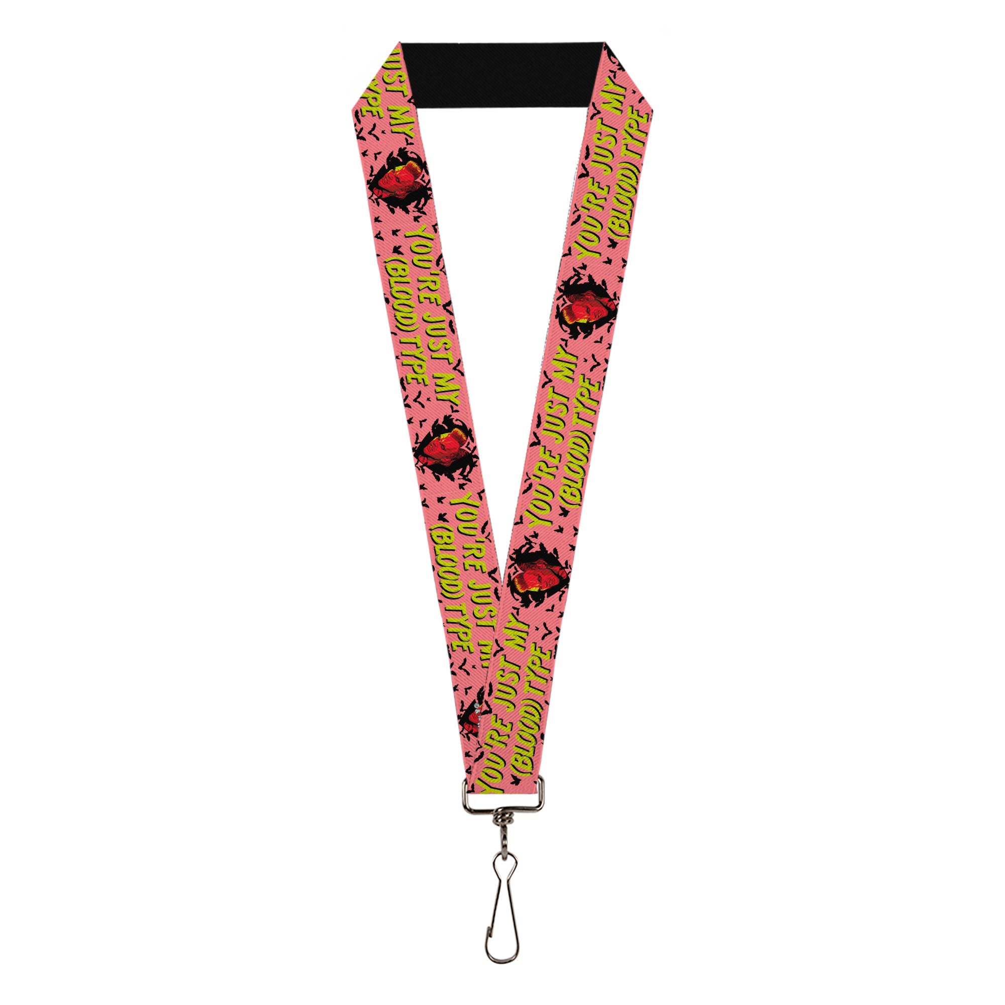 Lanyard - 1.0" - The Lost Boys David Heart Icon YOU'RE JUST MY (BLOOD) TYPE Pink/Yellow Lanyards The Lost Boys