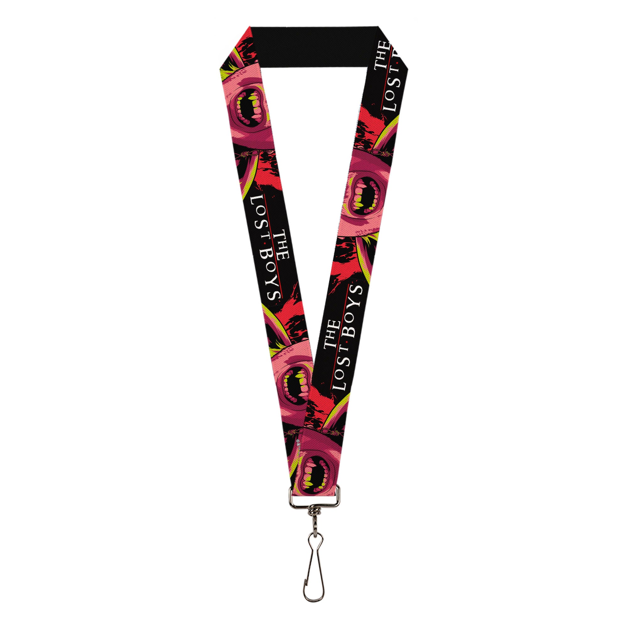 Lanyard - 1.0" - THE LOST BOYS Teeth Fangs Pose Title Logo Black/Reds/Yellows Lanyards The Lost Boys