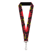 Lanyard - 1.0" - THE LOST BOYS Teeth Fangs Close-Up Title Logo Black/Reds/Yellows Lanyards The Lost Boys