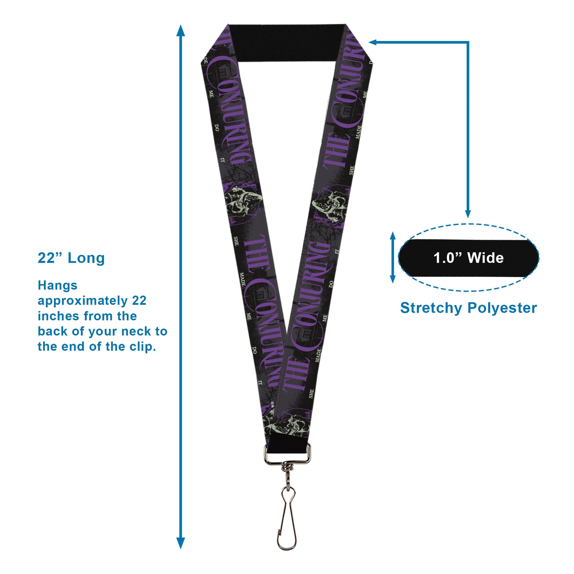 Lanyard - 1.0" - THE CONJURING SHE MADE ME DO IT Black/Gray/Purple Lanyards The Conjuring