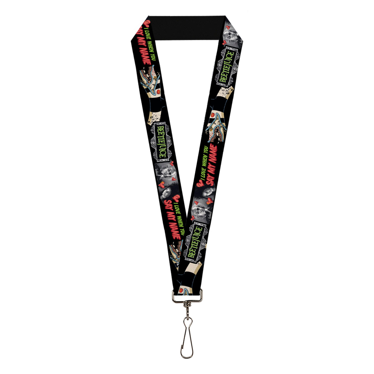 Lanyard - 1.0" - BEETLEJUICE I LOVE WHEN YOU SAY MY NAME Poses and Sandworm Black Lanyards Beetlejuice