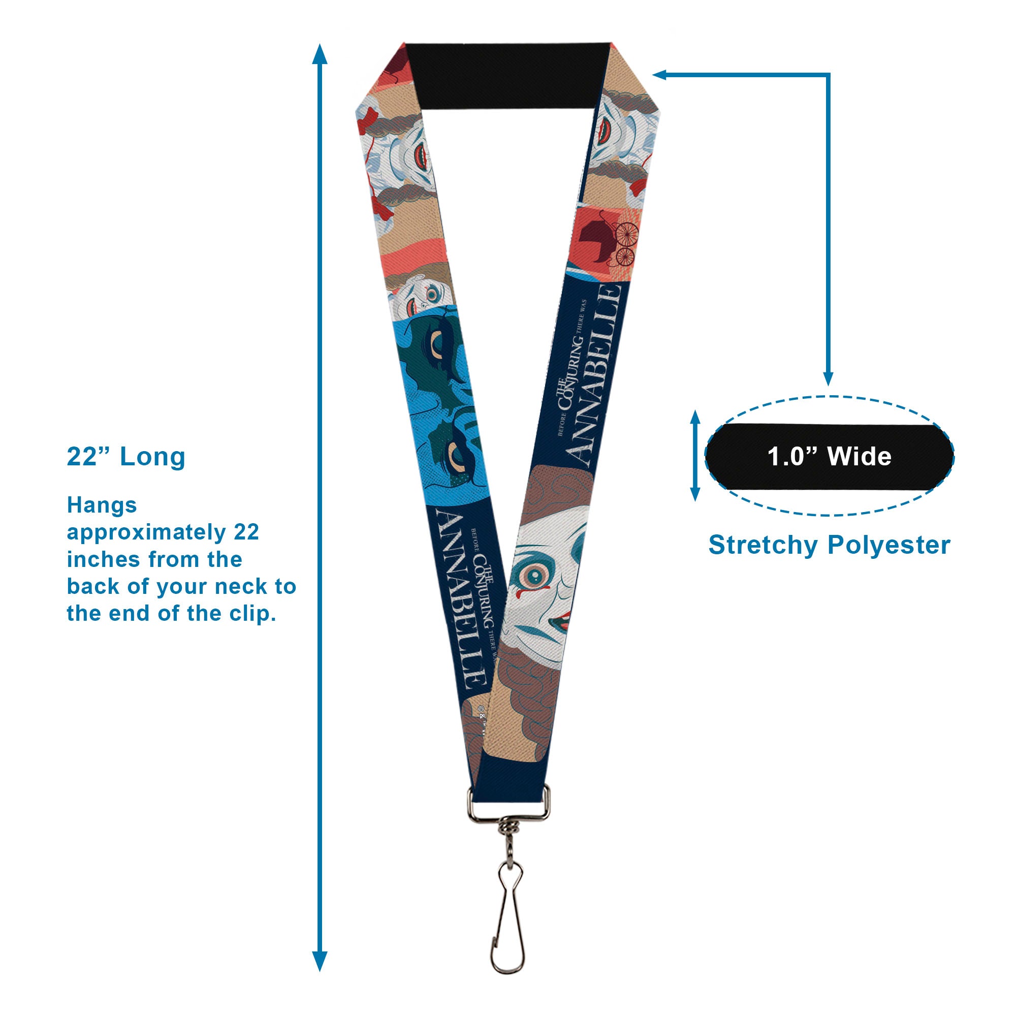 Lanyard - 1.0" - ANNABELLE Pop Art Scenes and Title Logo Multi Color Lanyards Annabelle