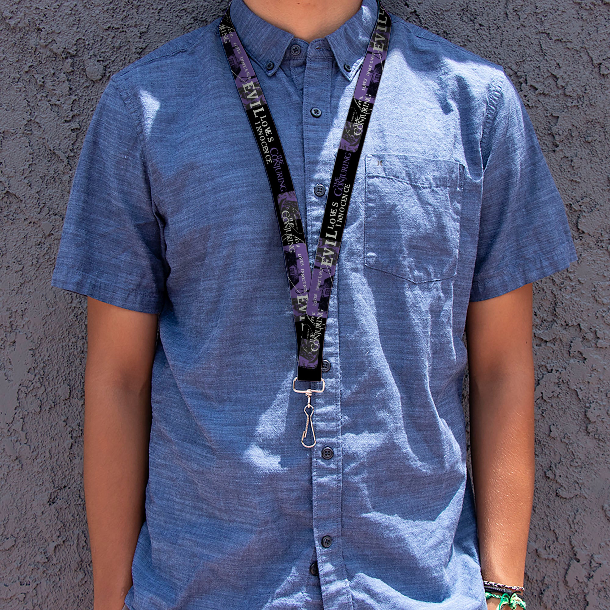 Lanyard - 1.0" - THE CONJURING EVIL LOVES INNOCENCE Purple/Black Lanyards The Conjuring