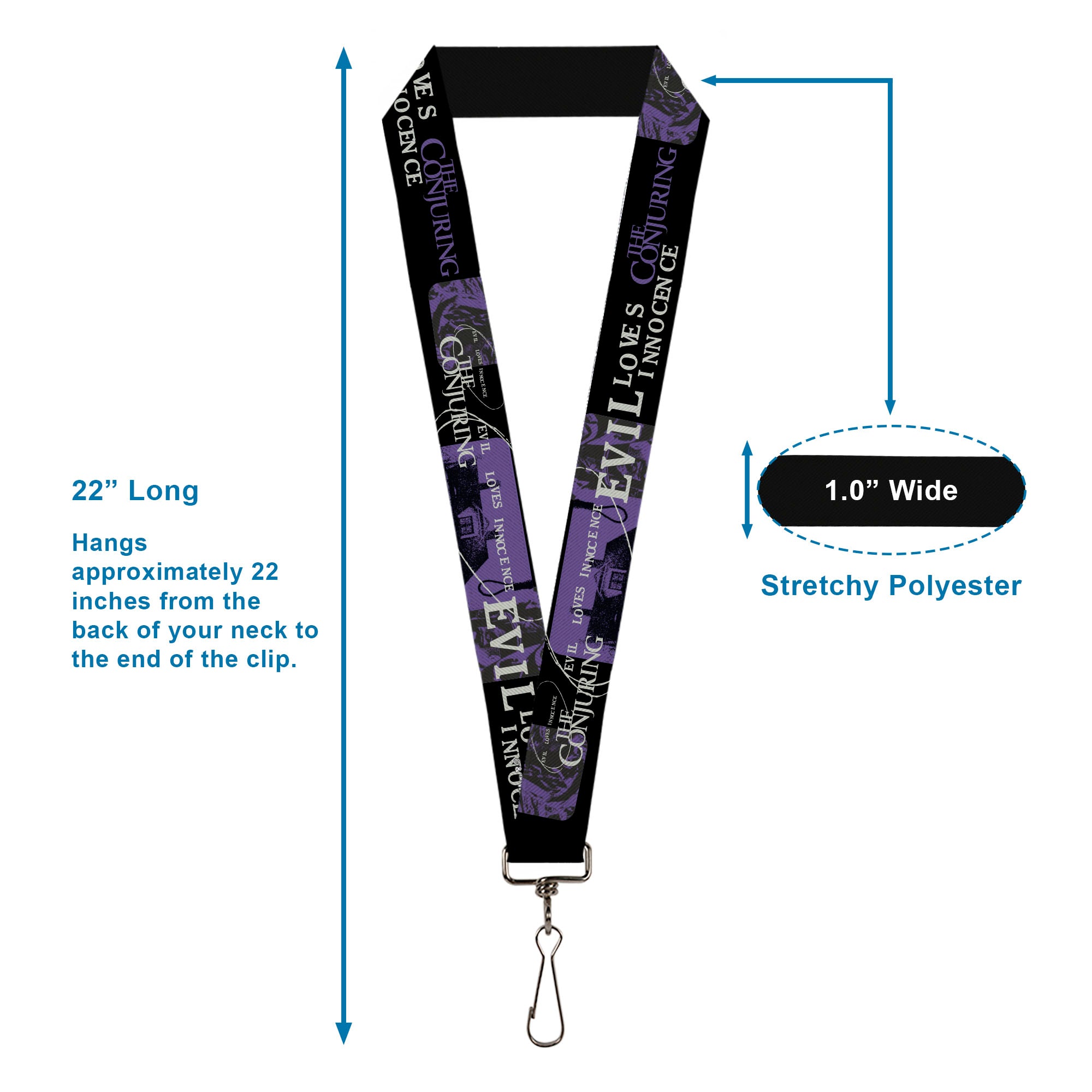 Lanyard - 1.0" - THE CONJURING EVIL LOVES INNOCENCE Purple/Black Lanyards The Conjuring