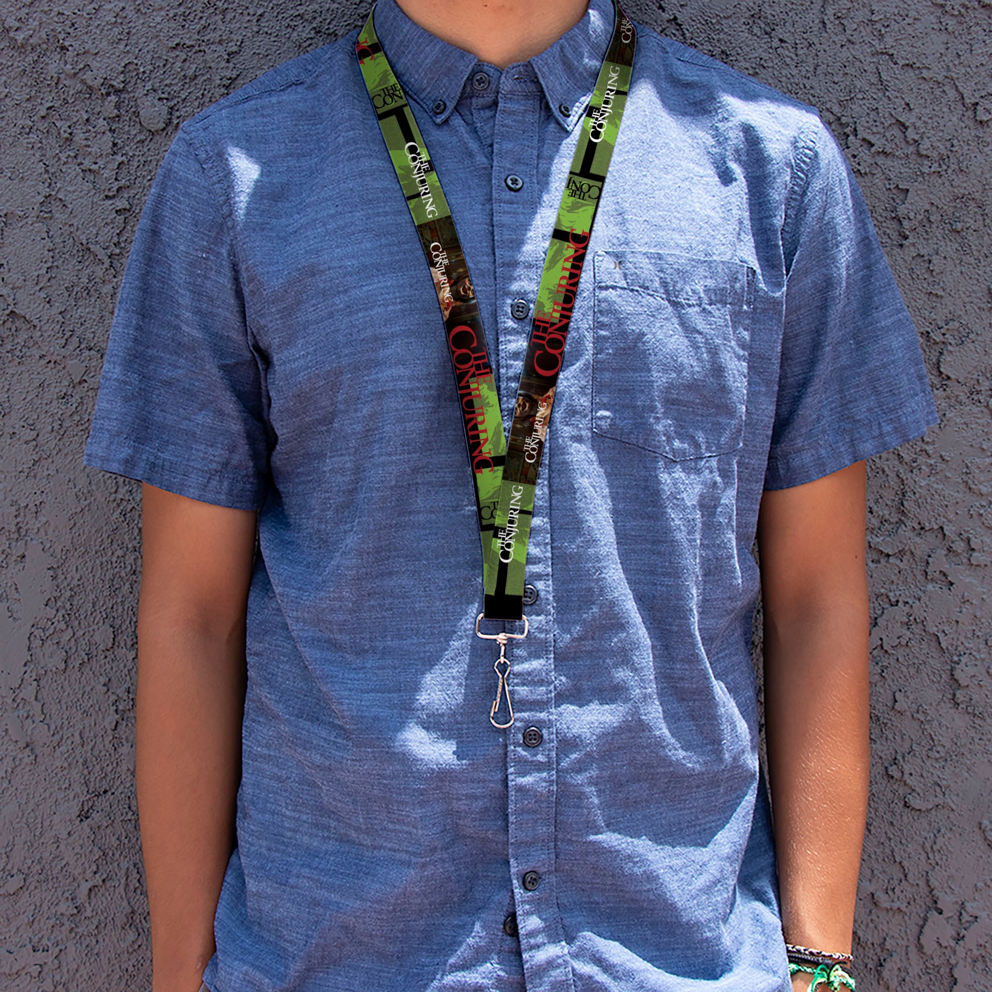 Lanyard - 1.0" - THE CONJURING Annabelle Pose and Blocks Black/Greens/Red Lanyards The Conjuring