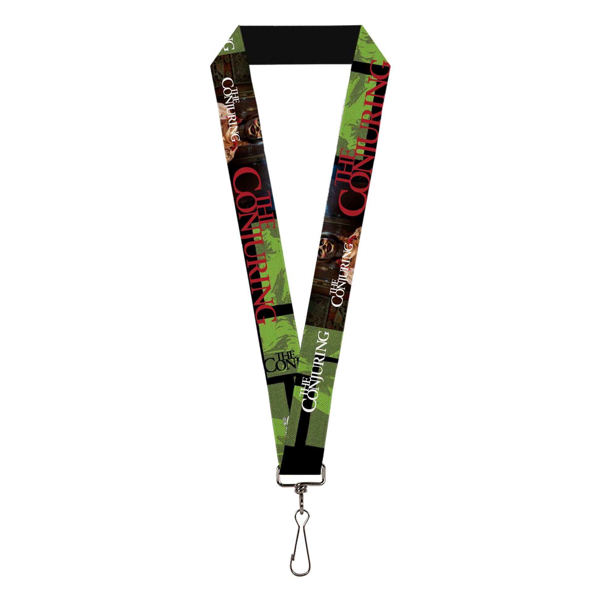Lanyard - 1.0" - THE CONJURING Annabelle Pose and Blocks Black/Greens/Red Lanyards The Conjuring