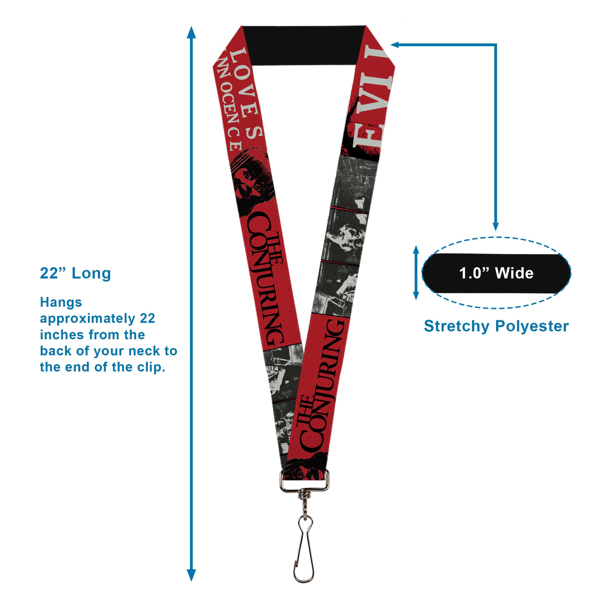 Lanyard - 1.0" - THE CONJURING EVIL LOVES INNOCENCE Annabelle Red/Black/White Lanyards The Conjuring