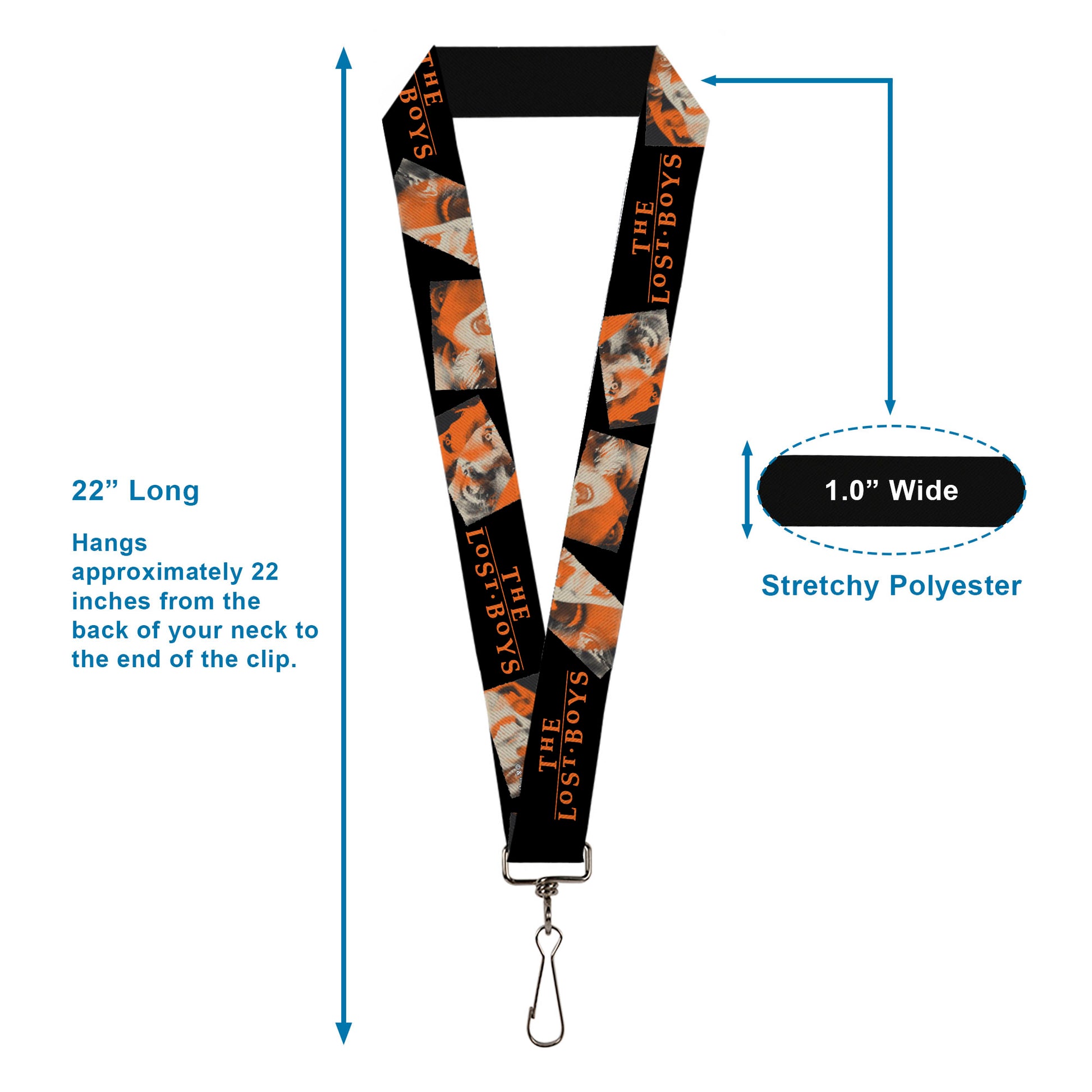 Lanyard - 1.0" - THE LOST BOYS David Pose Stacked and Title Logo Black/Red Lanyards The Lost Boys