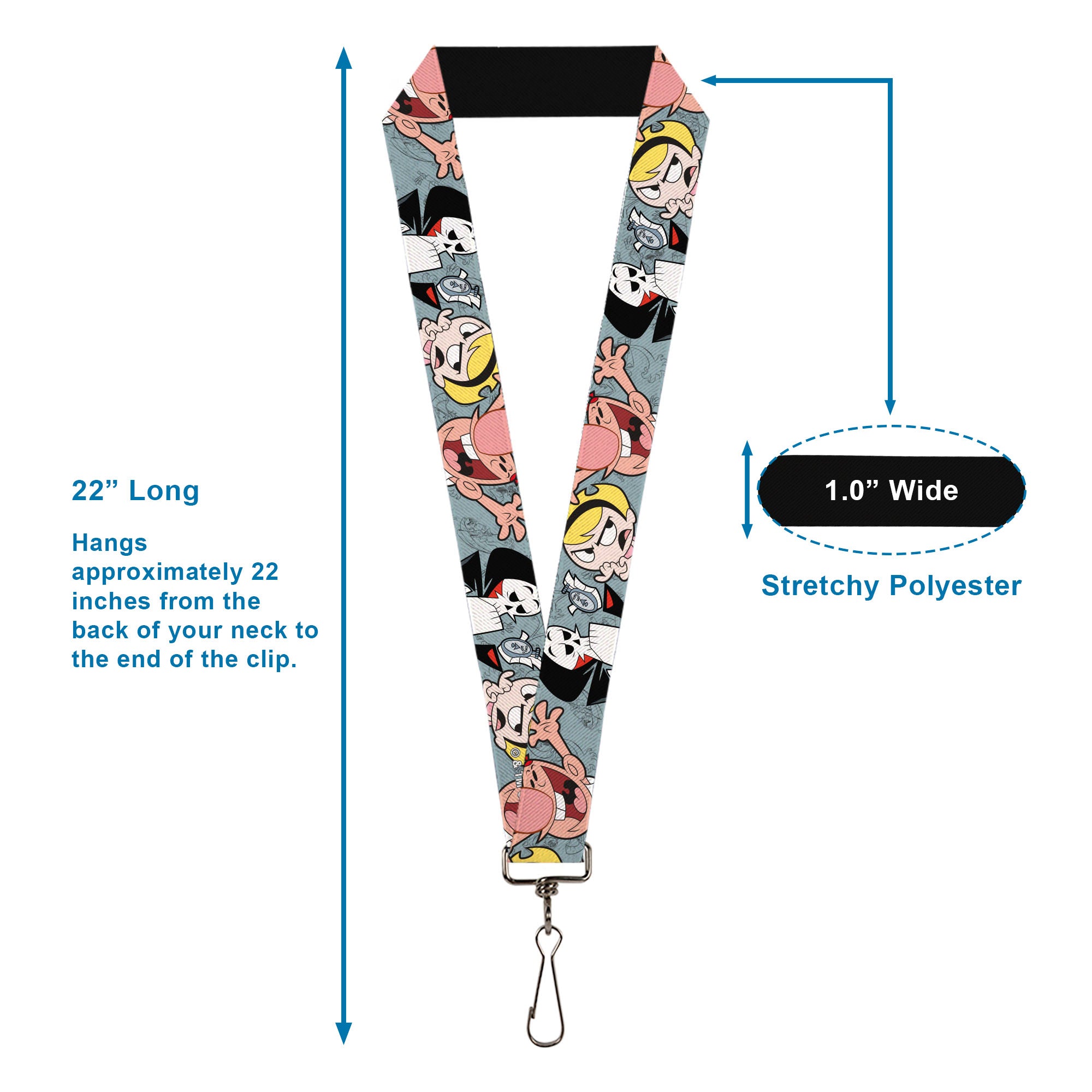 Lanyard - 1.0" - The Grim Adventures of Billy & Mandy Group Pose Gray Lanyards The Grim Adventures of Billy & Mandy