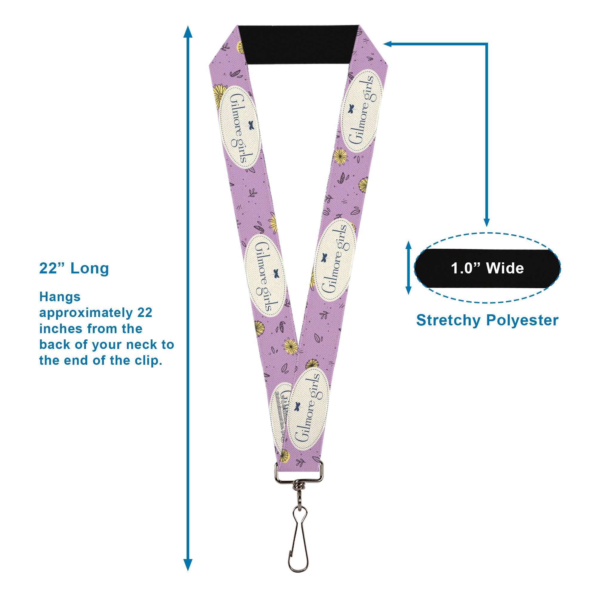 Lanyard - 1.0" - GILMORE GIRLS Title Logo and Flower Petals Lavender/White/Blue Lanyards Gilmore Girls