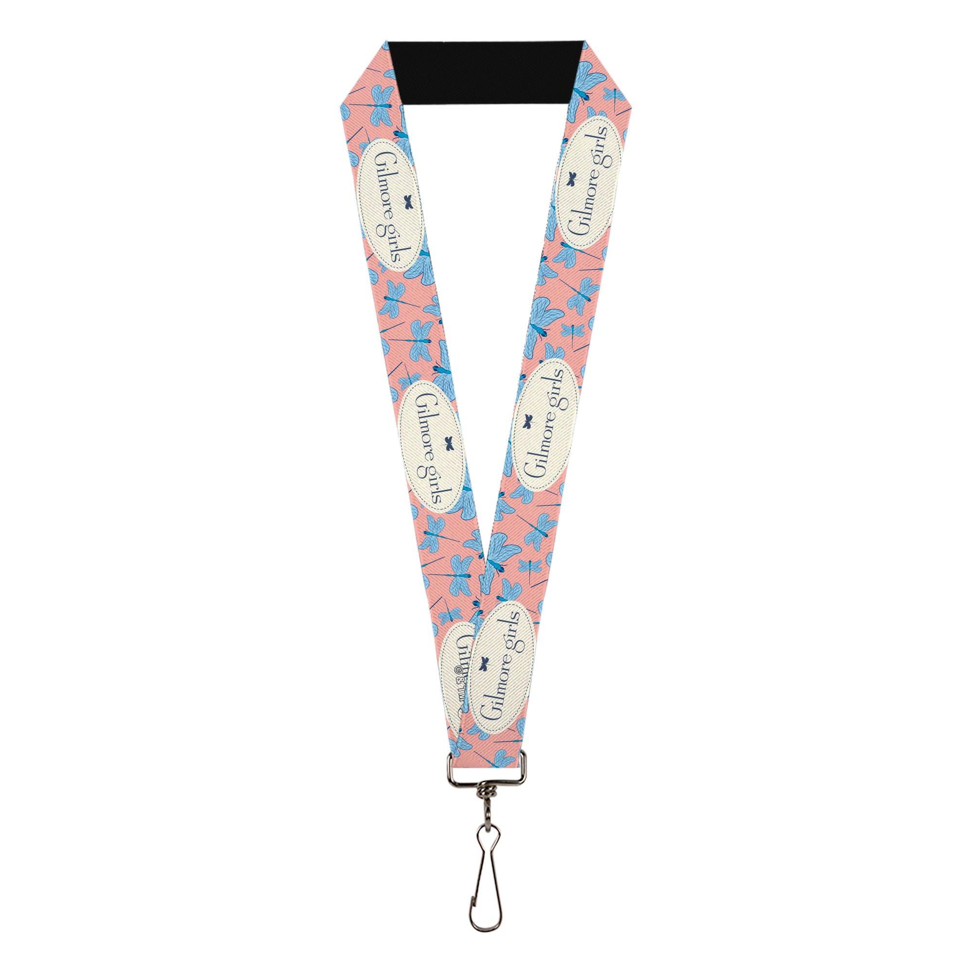 Lanyard - 1.0" - GILMORE GIRLS Dragon Flies Scattered and Title Logo Pink/White/Blues Lanyards Gilmore Girls