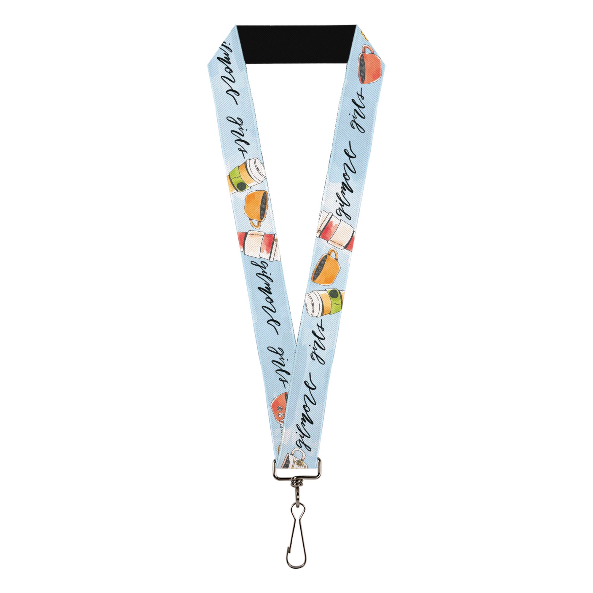 Lanyard - 1.0" - GILMORE GIRLS Luke's Coffee Shop Icons and Script Blue Lanyards Gilmore Girls