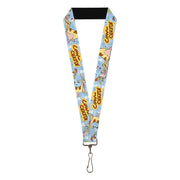 Lanyard - 1.0" - COW AND CHICKEN Title Logo and Character Poses Blues Lanyards Cow and Chicken