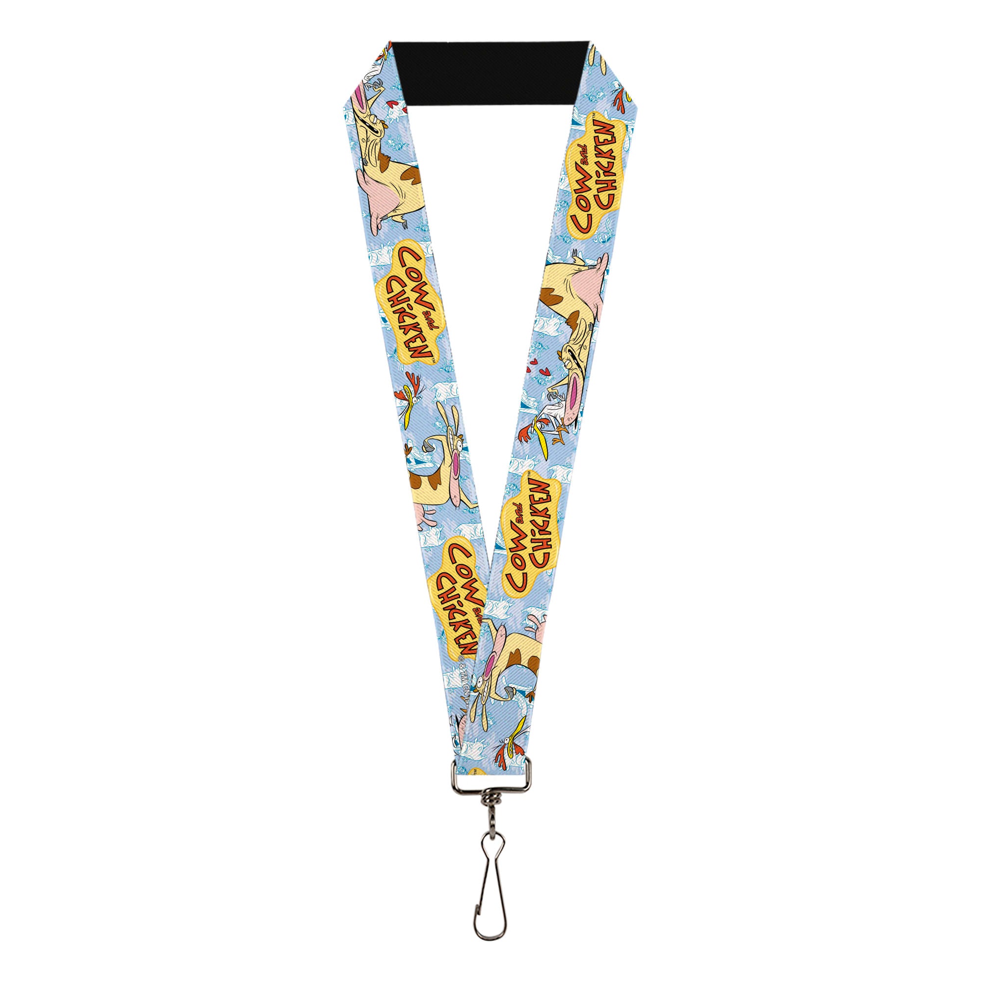 Lanyard - 1.0" - COW AND CHICKEN Title Logo and Character Poses Blues Lanyards Cow and Chicken