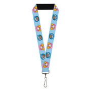 Lanyard - 1.0" - Dexter's Lab DEXTER and DEE DEE Face Icons Blues/Pink Lanyards Dexter's Laboratory