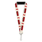 Lanyard - 1.0" - ROBOT CHICKEN Silhouette Chicken and Title Logo Ivory/Red Lanyards Robot Chicken