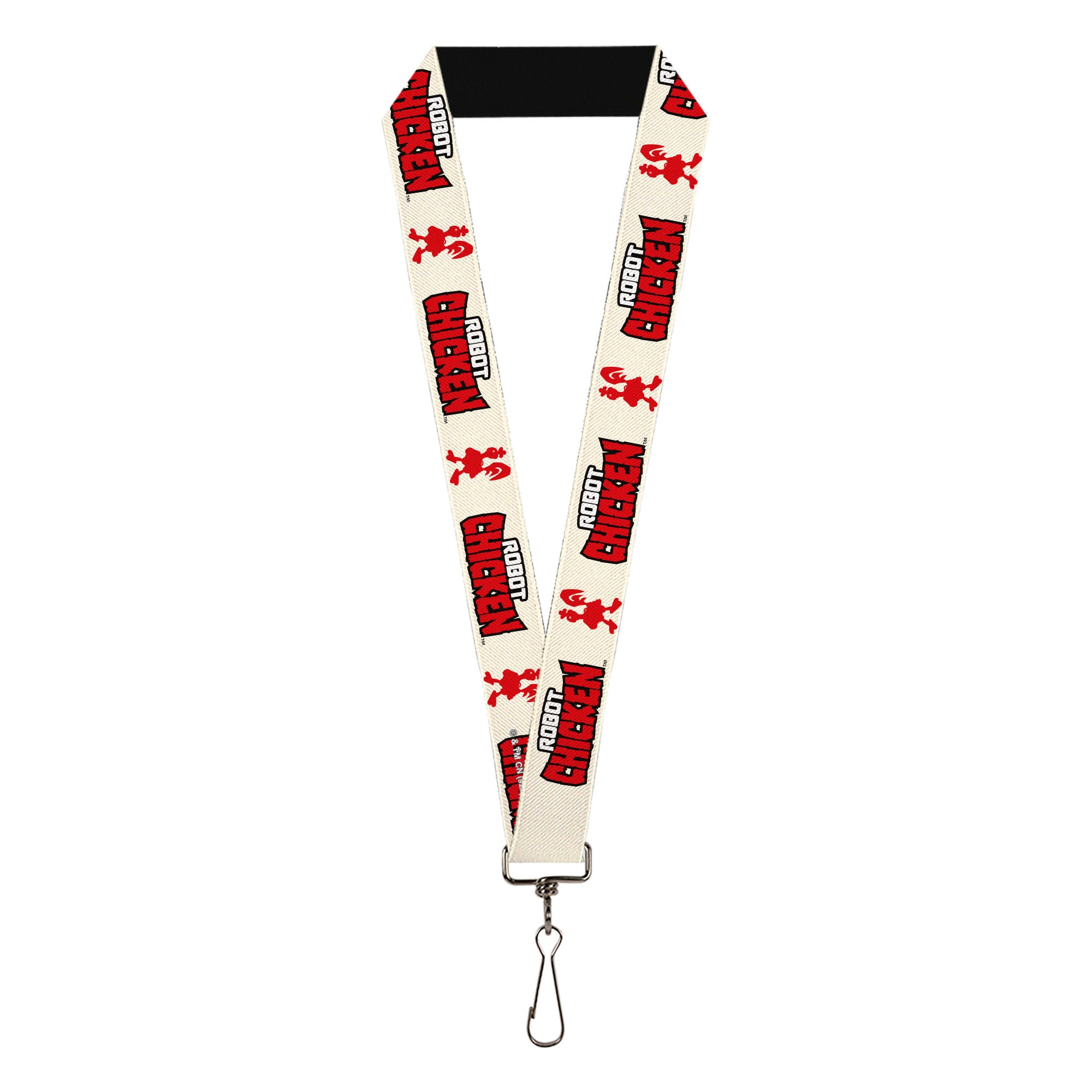 Lanyard - 1.0" - ROBOT CHICKEN Silhouette Chicken and Title Logo Ivory/Red Lanyards Robot Chicken