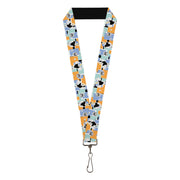 Lanyard - 1.0" - Johnny Bravo Poses and Icon Collage Blocks White/Multi Color Lanyards Johnny Bravo