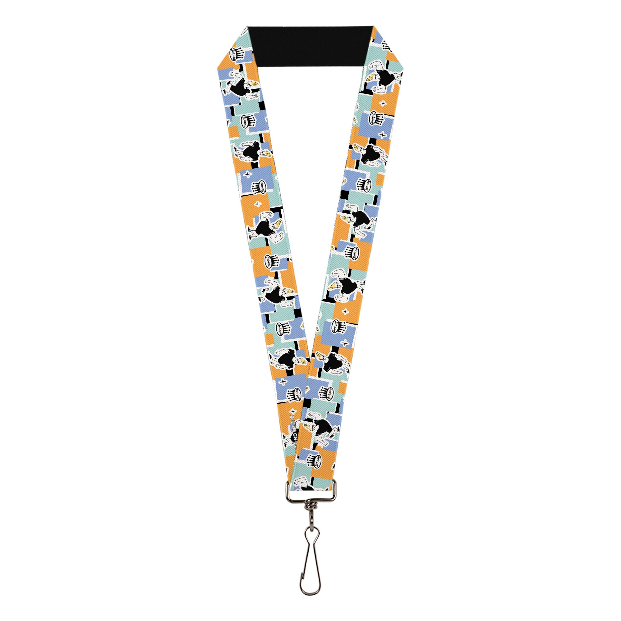 Lanyard - 1.0" - Johnny Bravo Poses and Icon Collage Blocks White/Multi Color Lanyards Johnny Bravo