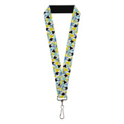 Lanyard - 1.0" - Johnny Bravo Flexing Pose and JOHNNY Icon Collage Blues/Yellows Lanyards Johnny Bravo