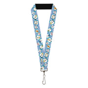 Lanyard - 1.0" - Johnny Bravo Icon Blocks Collage Blues/White Lanyards Johnny Bravo