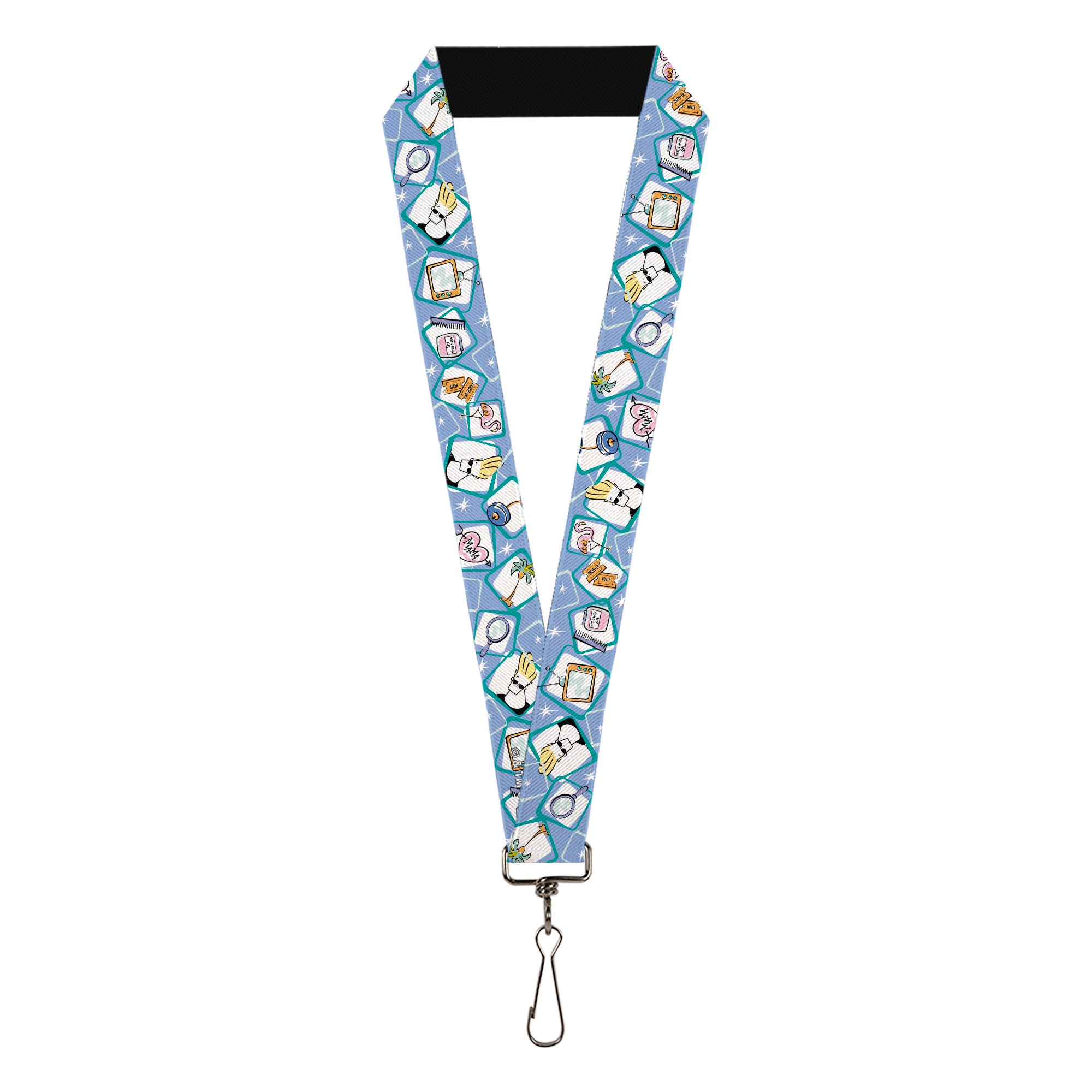 Lanyard - 1.0" - Johnny Bravo Icon Blocks Collage Blues/White Lanyards Johnny Bravo