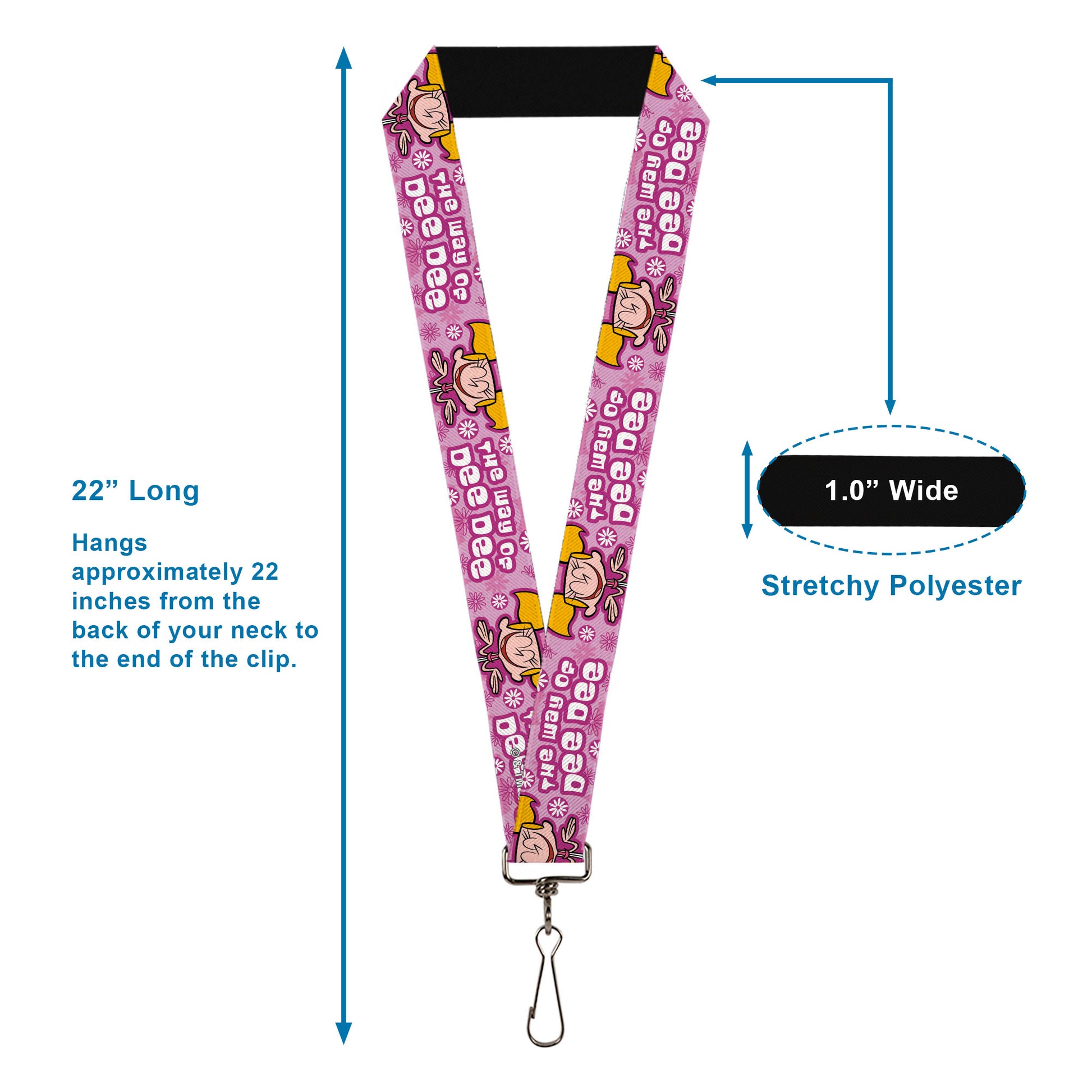 Lanyard - 1.0" - Dexter's Laboratory THE WAY OF DEE DEE Pose Pinks/White Lanyards Dexter's Laboratory