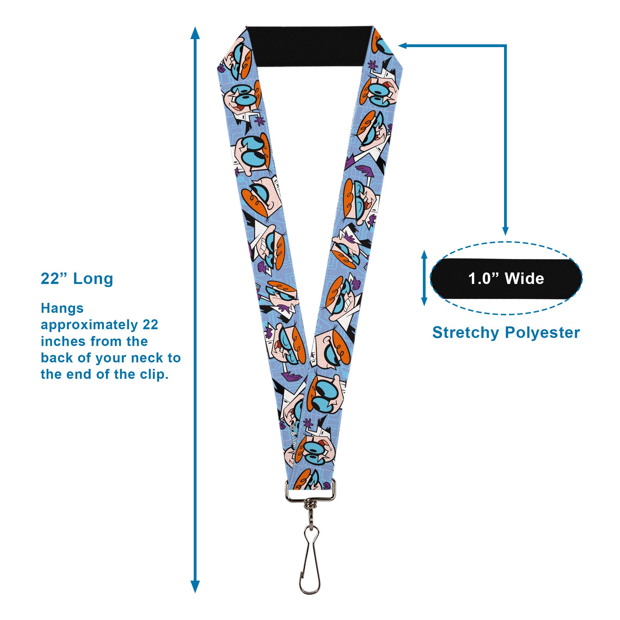 Lanyard - 1.0" - Dexter's Laboratory Dexter Poses Blues Lanyards Dexter's Laboratory