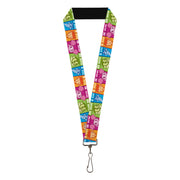 Lanyard - 1.0" - Dexter's Laboratory Four Character Pose Blocks Multi Color Lanyards Dexter's Laboratory