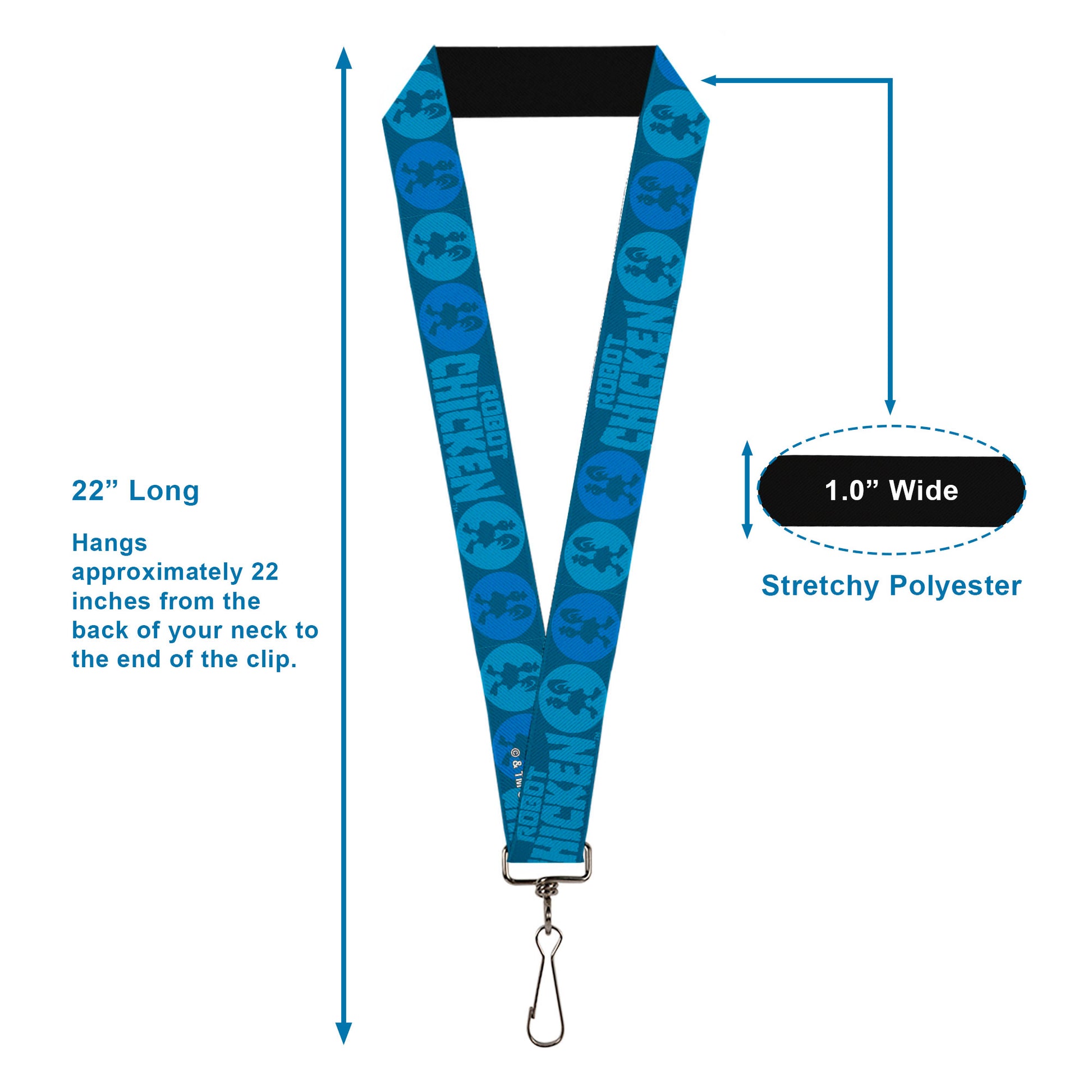 Lanyard - 1.0" - ROBOT CHICKEN Title Logo and Chicken Silhouette Bullseye Blues Lanyards Robot Chicken