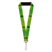 Lanyard - 1.0" - ROBOT CHICKEN Title Logo and Chicken Silhouette Bullseye Greens Lanyards Robot Chicken