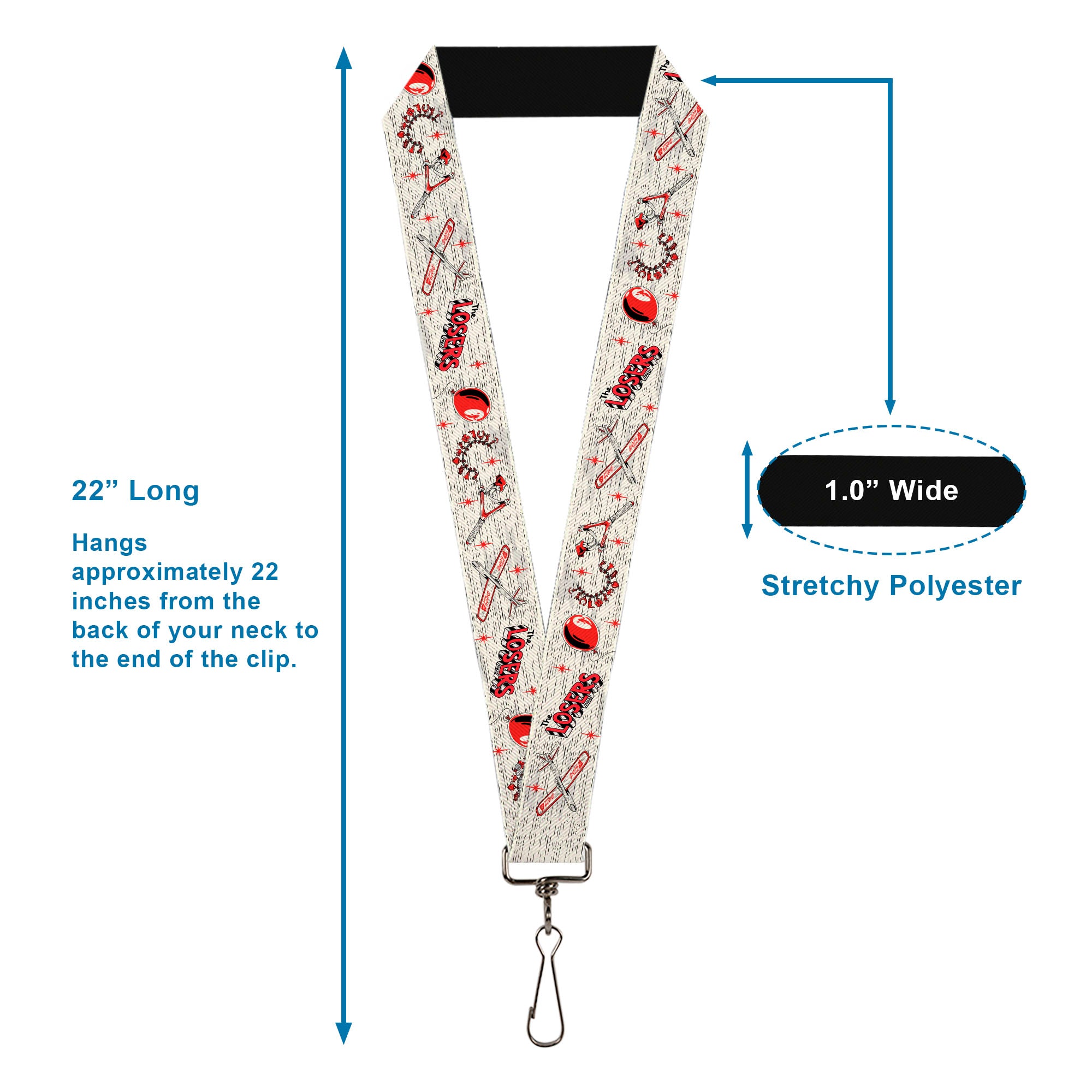 Lanyard - 1.0" - IT Welcome to Derry Icons Collage White/Black/Red Lanyards IT