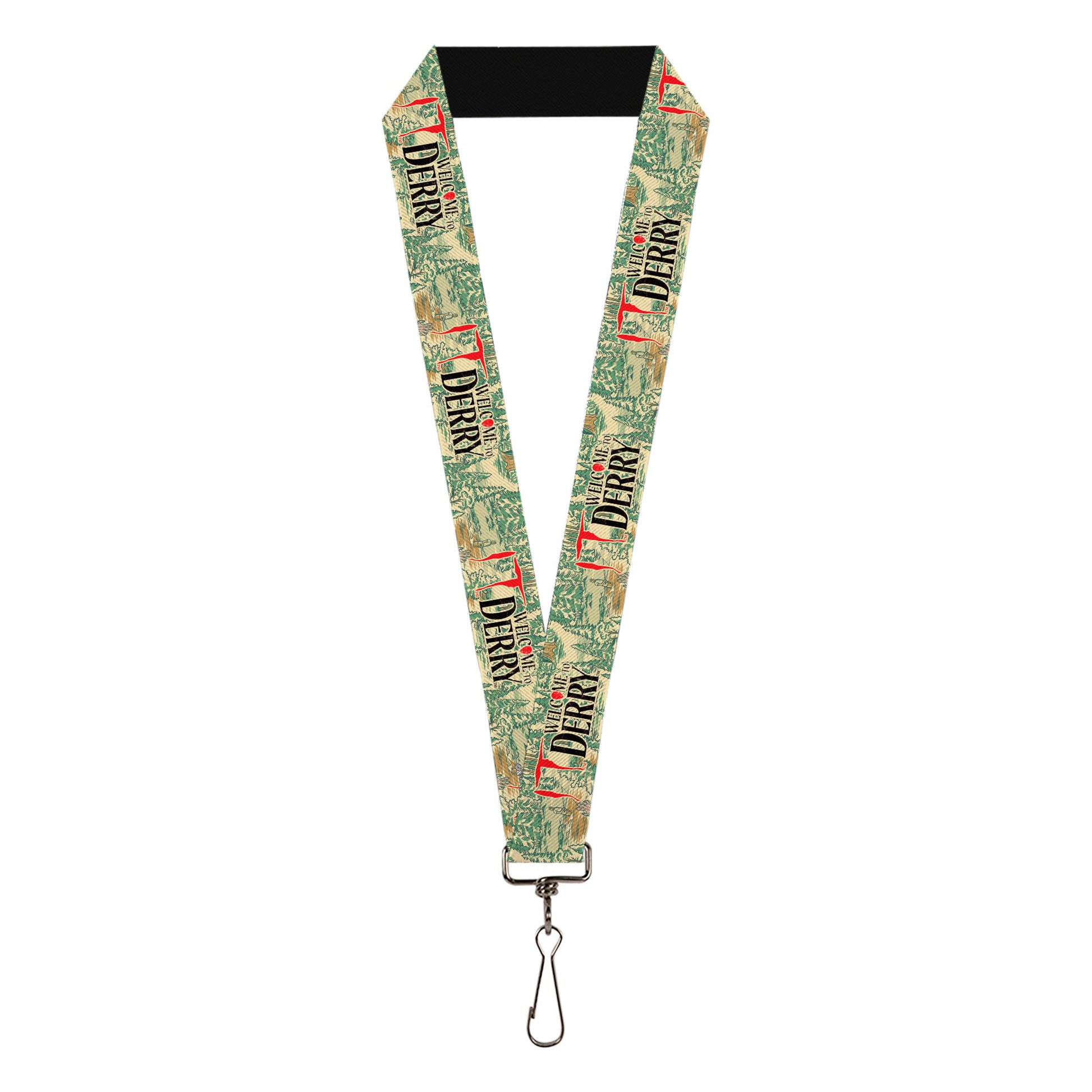 Lanyard - 1.0" - IT WELCOME TO DERRY Forest Scenery and Title Logo Beige/Greens Lanyards IT