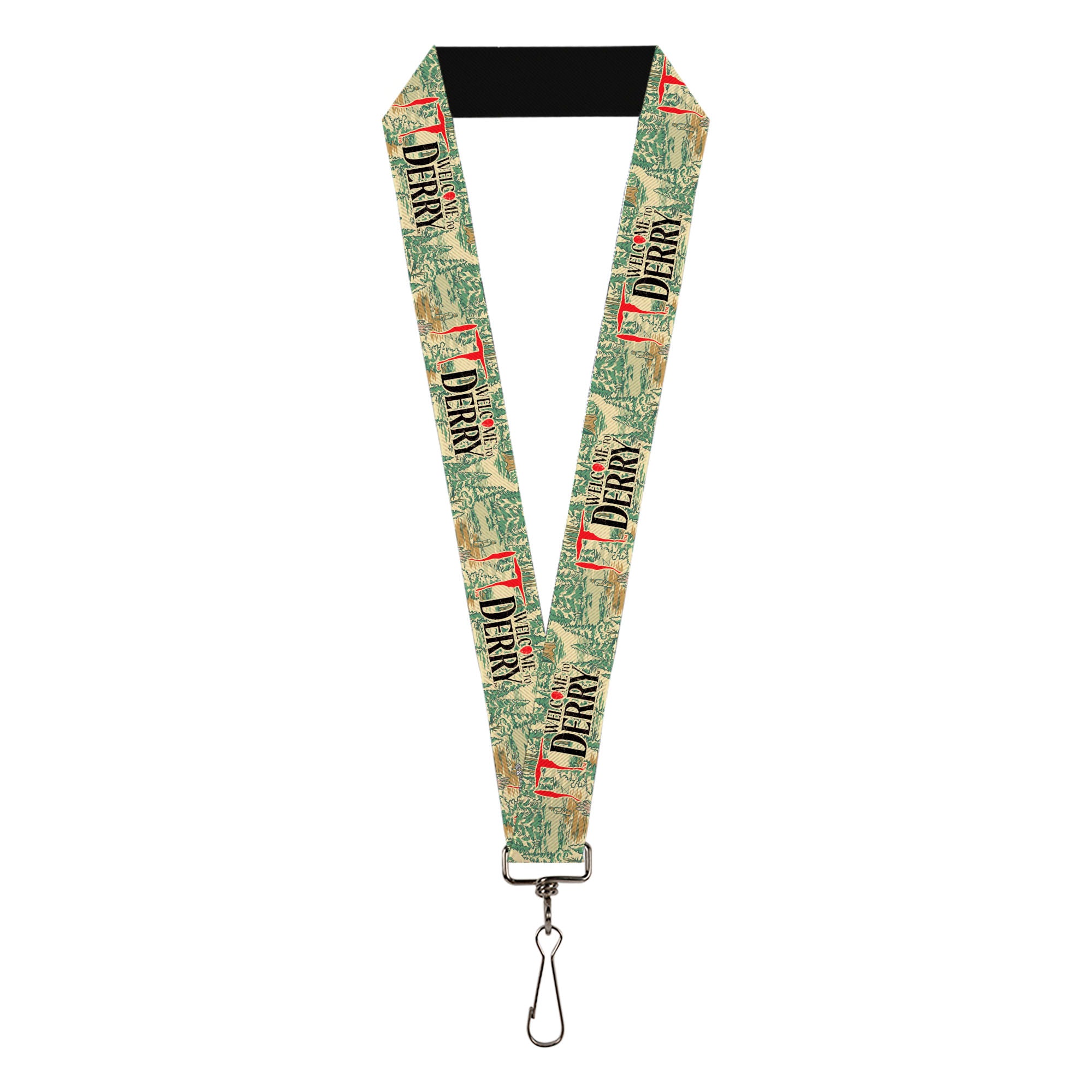 Lanyard - 1.0" - IT WELCOME TO DERRY Forest Scenery and Title Logo Beige/Greens Lanyards IT